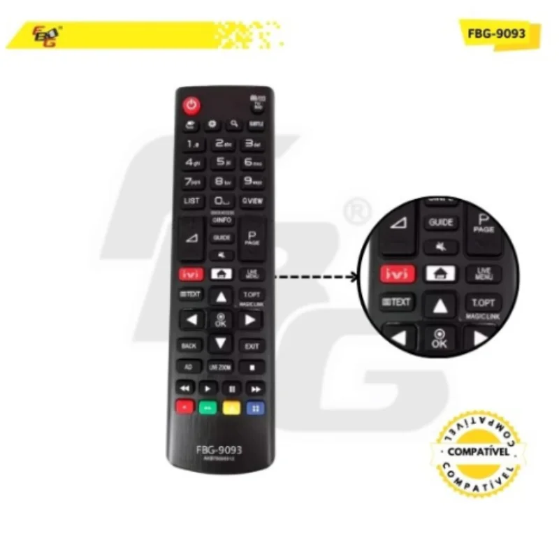 Imagem 2 de 3 do produto Controle Remoto Smart Compatível C/ Tv Lg C/ivi Modelo Fbg-9093