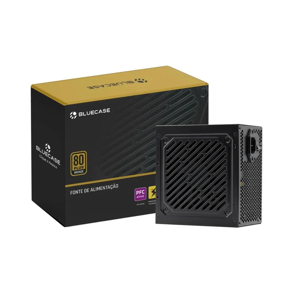Fonte De Alimentação Bluecase Atx Ps/2 500w 80 Plus Bronze Pfc Ativo C/cabo - Blu500r-bbx