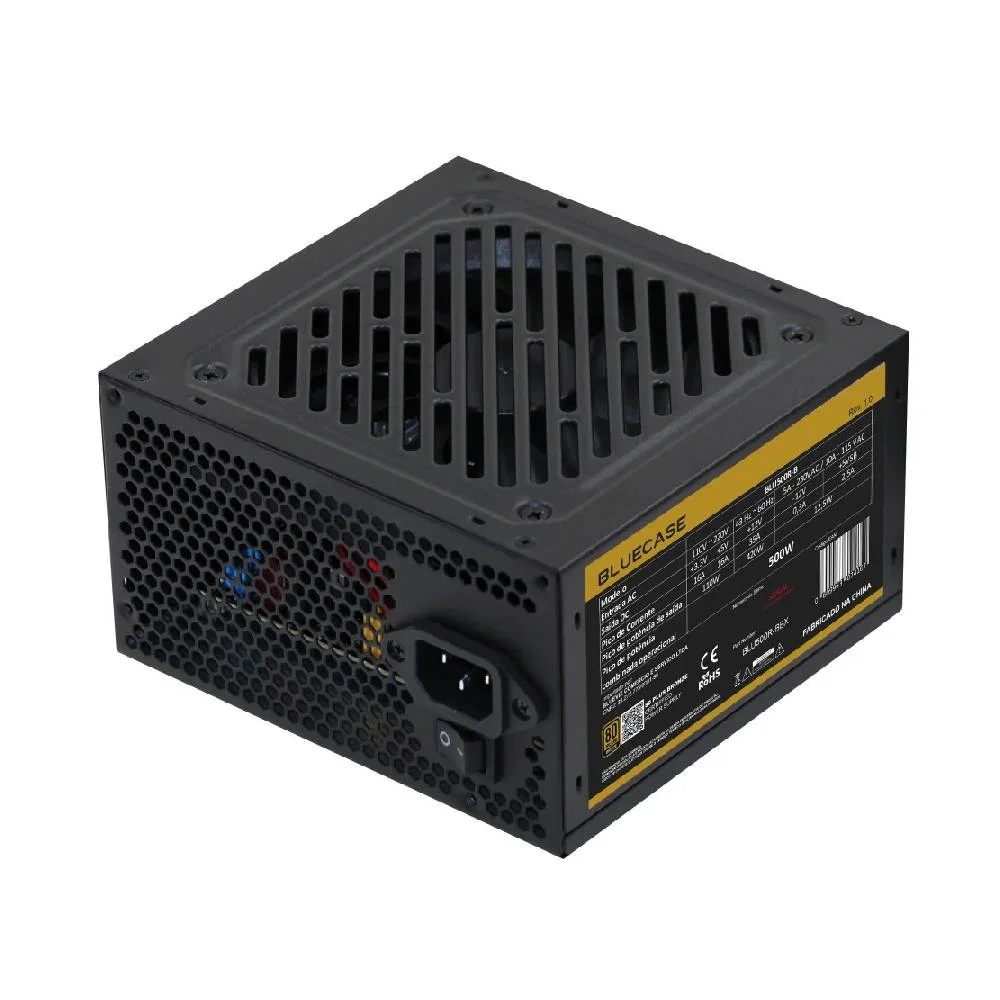 Imagem 2 de 5 do produto Fonte De Alimentação Bluecase Atx Ps/2 500w 80 Plus Bronze Pfc Ativo C/cabo - Blu500r-bbx