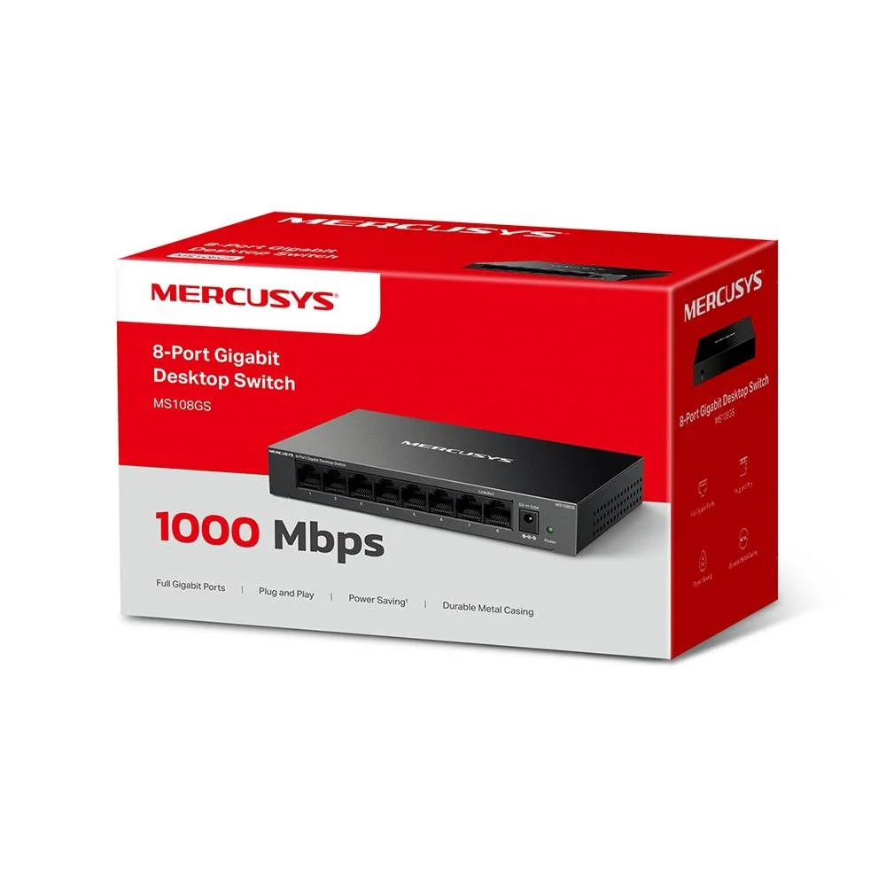 Imagem 3 de 4 do produto Switch Mercusys Ms108gs 8 Portas Gigabit 10/100/1000mbps Case Metal