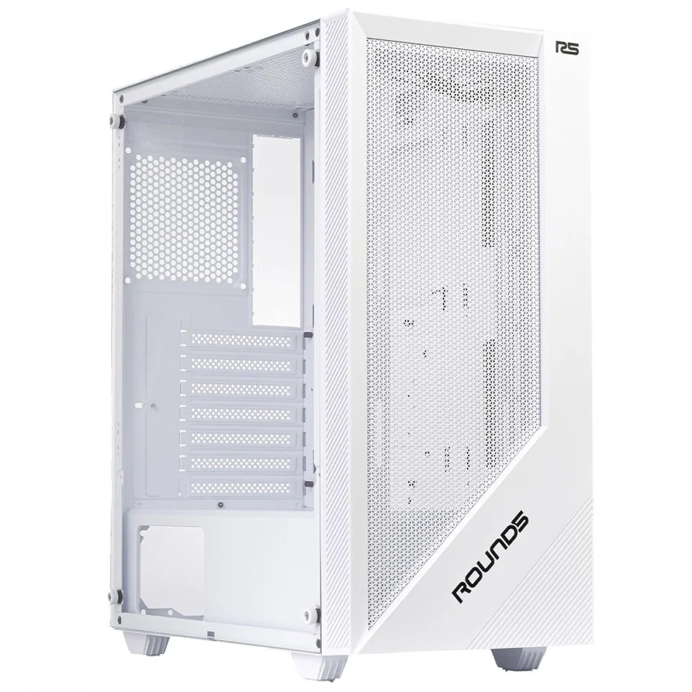 Imagem 4 de 5 do produto Gabinete Gamer Round5 Syndra White, Mid Tower, Lateral De Vidro, Atx, Sem Fans, Branco, R5-syndra-w-2184
