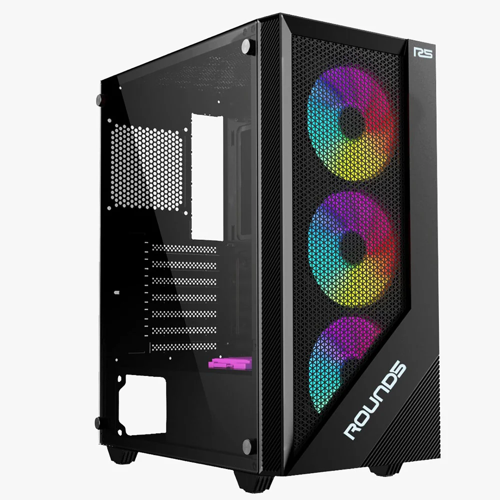 Gabinete Gamer Atx Sem Fan Sem Fonte Round5 Syndra Black R5-syndra-b-2183