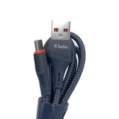 Cabo De Dados Usb Tipo-c Nylon Trancado 1m Preto Kafei - Kildcbc005