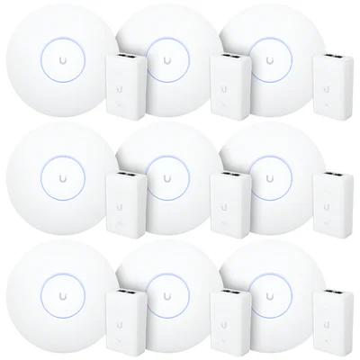 9 Roteadores Wifi 6 Access Point 5.3 Gbps + 9 Injetores Poe+ | 9 U6 Pro Ubiquiti Com 9 Fontes 48v 30w