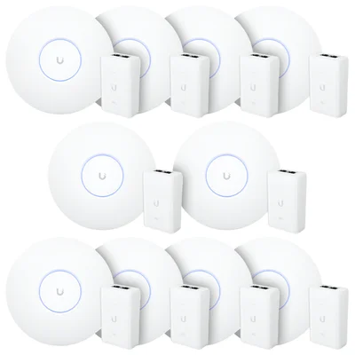 10 Roteador Wifi 6 Access Point 5.3 Gbps + 10 Injetor Poe+ | 10 U6 Pro Ubiquiti Com 10 Fontes 48v 30w