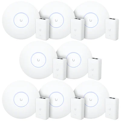 8 Roteadores Wifi 6 Access Point 5.3 Gbps + 8 Injetores Poe+ | 8 U6 Pro Ubiquiti Com 8 Fontes 48v 30w