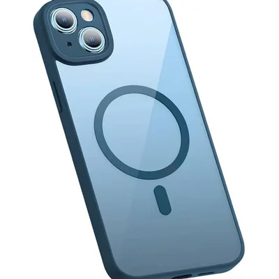 Conjunto De Capa Baseus Frame Transparente Magnética E Vidro Temperado Para Iphone 14 (azul)