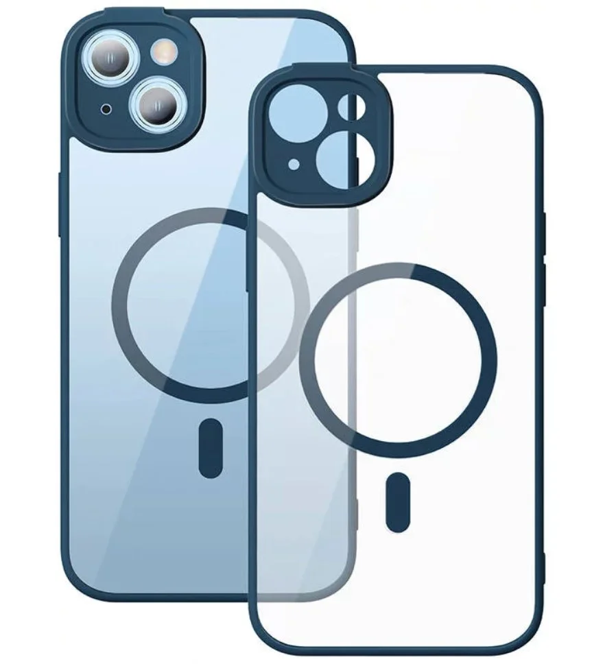 Imagem 5 de 5 do produto Conjunto De Capa Baseus Frame Transparente Magnética E Vidro Temperado Para Iphone 14 (azul)