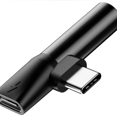 Adaptador De Áudio Baseus L41 Tipo C Para Tipo C E Conector De 3,5 Mm (carregamento + Música) - Preto