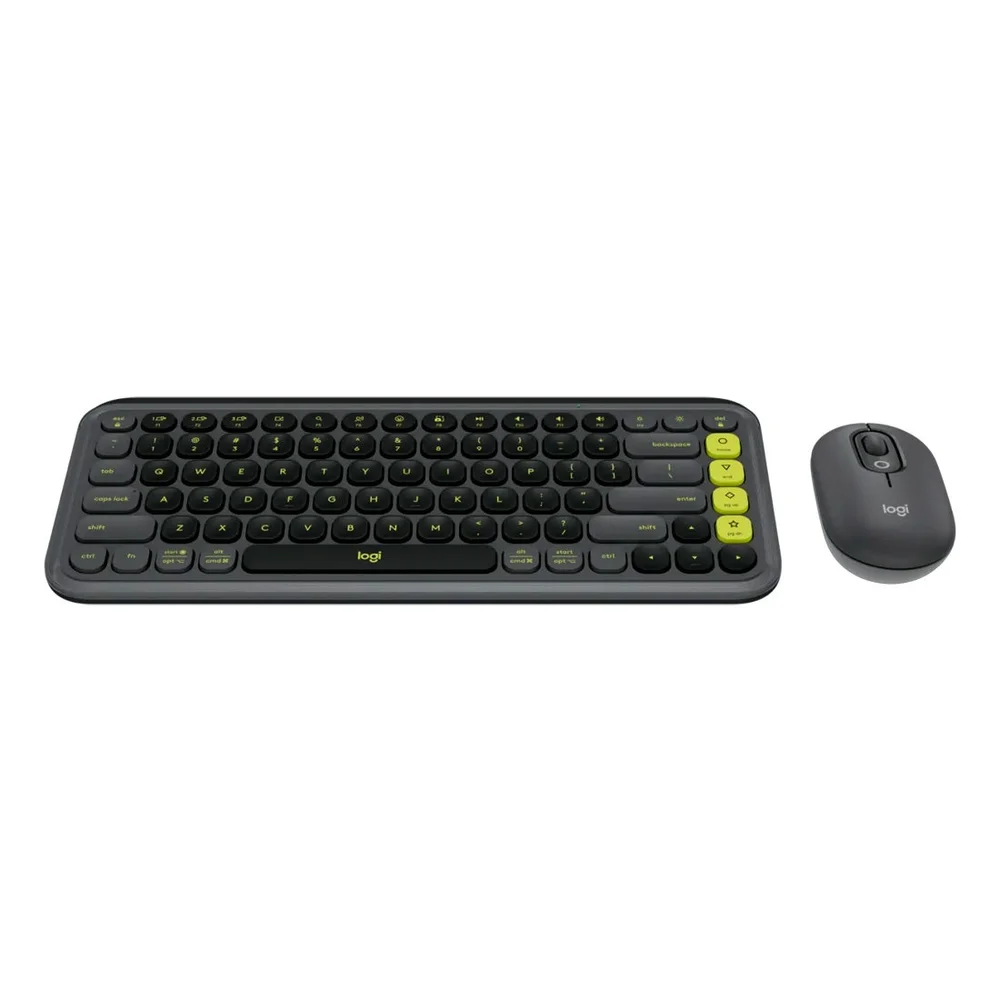 Imagem 2 de 5 do produto Kit Teclado E Mouse Logitech Pop Icon Cinza E Verde Sem Fio - 920-013056