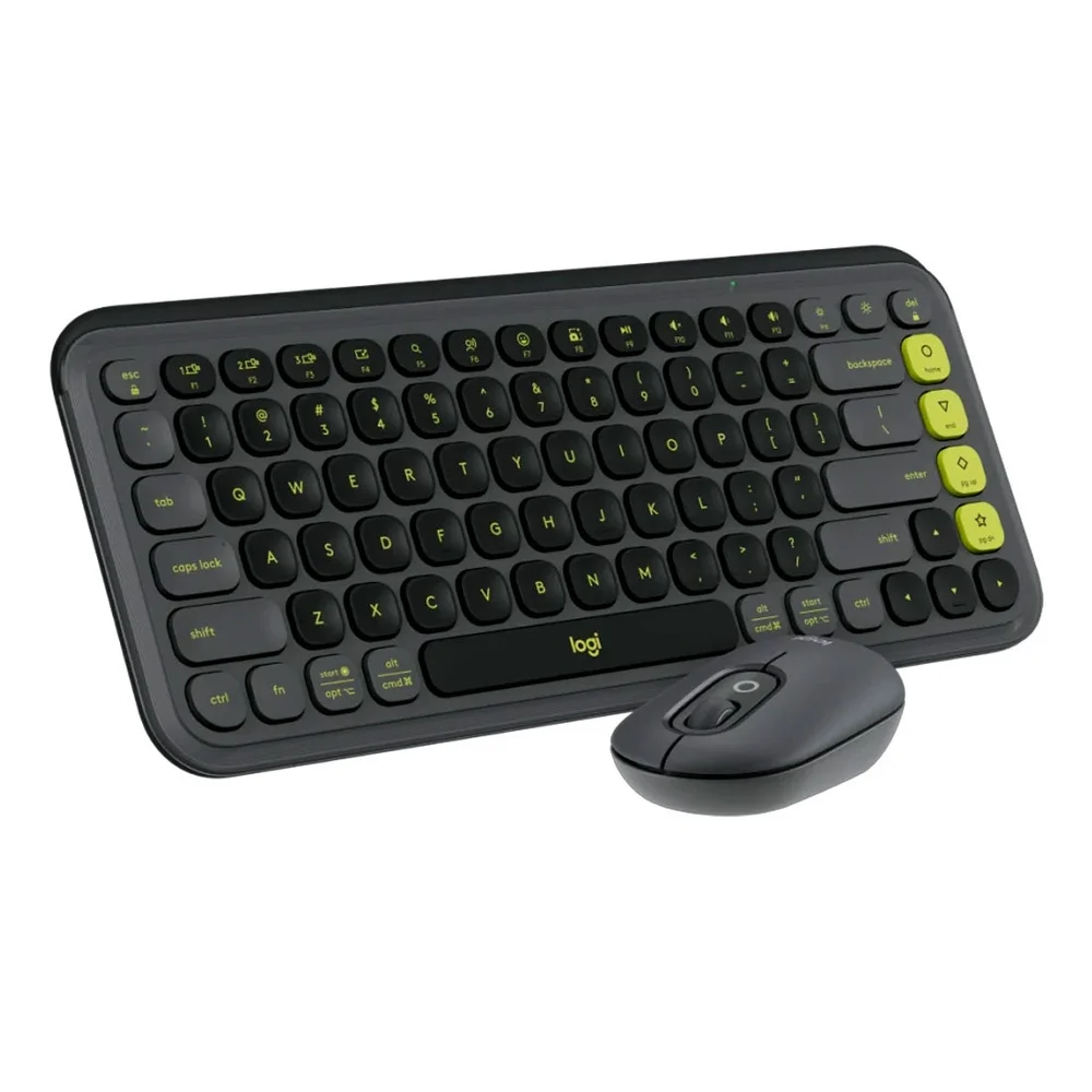 Imagem 4 de 5 do produto Kit Teclado E Mouse Logitech Pop Icon Cinza E Verde Sem Fio - 920-013056