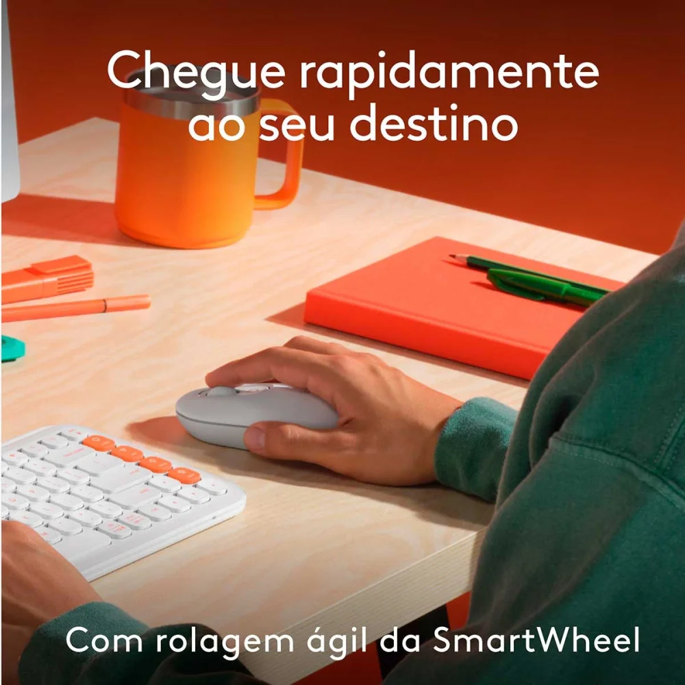 Imagem 3 de 5 do produto Kit Teclado E Mouse Logitech Pop Icon Sem Fio - 920-013057
