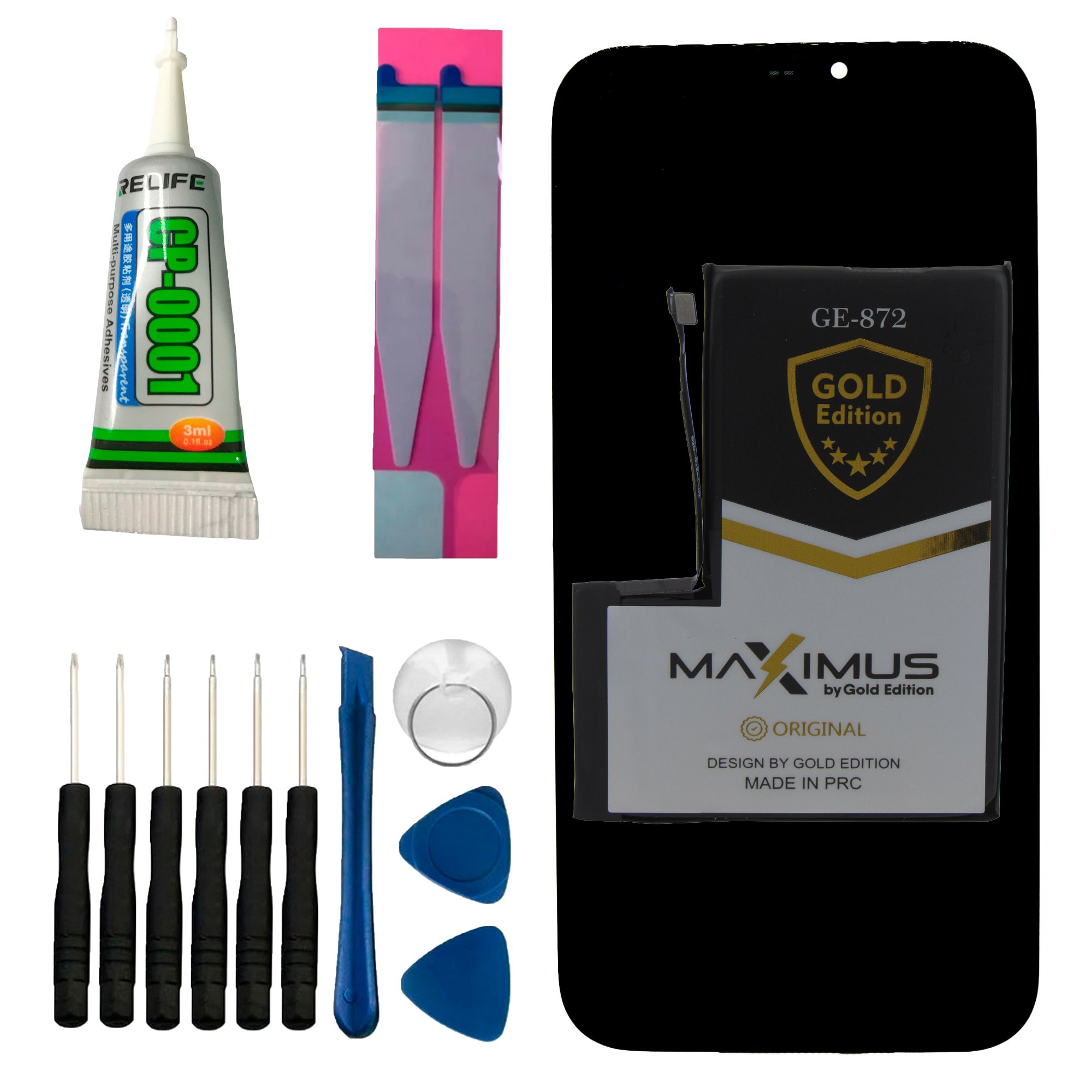 Frontal Tela Para Iphone 12 Pro Max + Bateria Gold + Kit Reparo