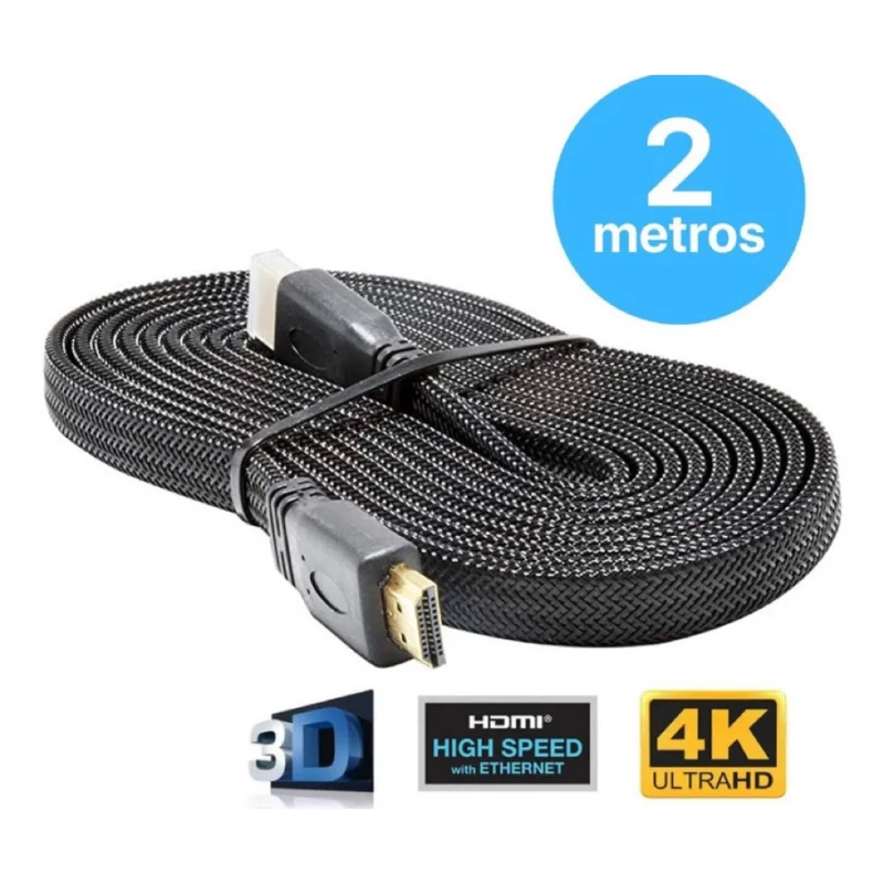 Imagem 4 de 5 do produto Cabo HDMI 2 Metros 4k 3d Conector Blindado Full Hd