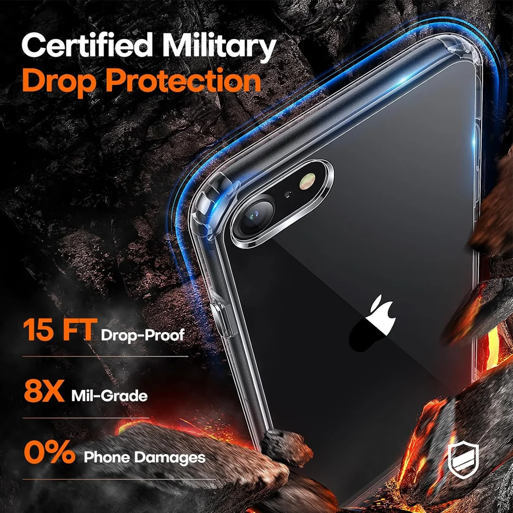 Imagem 2 de 5 do produto Capa Iphone Se 2022/2020/8/7 Proteção Militar + Película