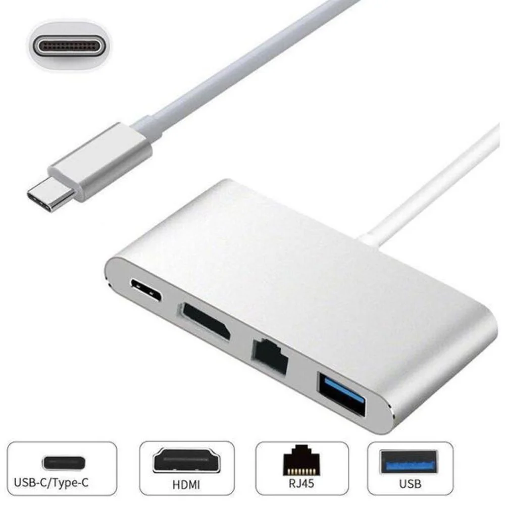 Imagem 2 de 3 do produto Cabo Adaptador Usb-c Para HDMI 4k Usb 3.0 Usb-c Rj45 F3 Jc-tyc-401 - 1331