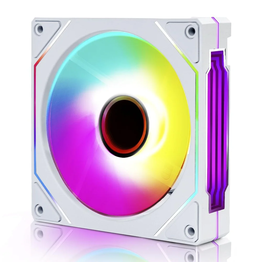 Imagem 3 de 5 do produto Cooler Para Gabinete Round5 Aurora Reverse White, 120mm, Pwm, ARGB, Branco, R5-aurora-rv-w-2194