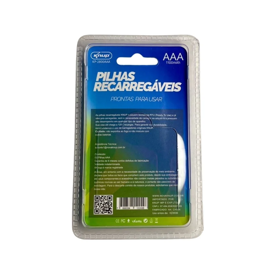 Pilha Recarregável Aaa Knup Blister C/2 Un