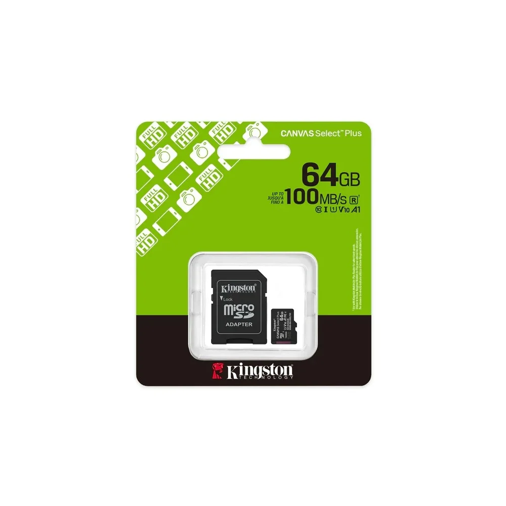 Imagem 5 de 5 do produto Cartão De Memória Kingston Canvas Select Plus Gen3 64gb 100mb/s Classe 10 U1 V10 Sdcs3/64gb