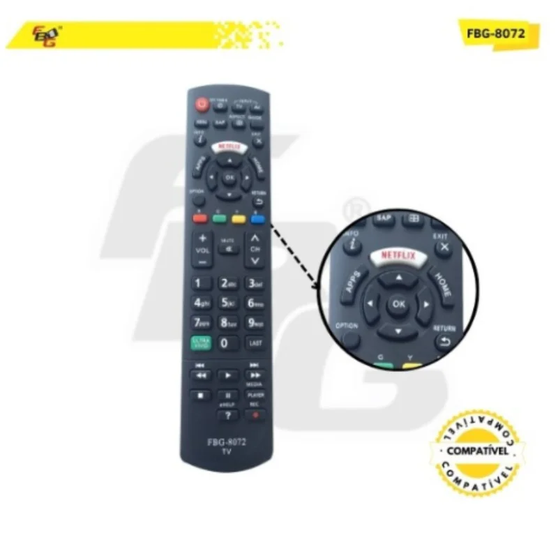 Imagem 2 de 4 do produto Controle Remoto Smart Compatível C/ Tv Panasonic C/ Netflix Modelo-8072