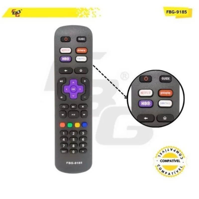 Imagem 3 de 4 do produto Controle Remoto Compativel Semp Roku 32r6500 43r6500 Fbg-9185