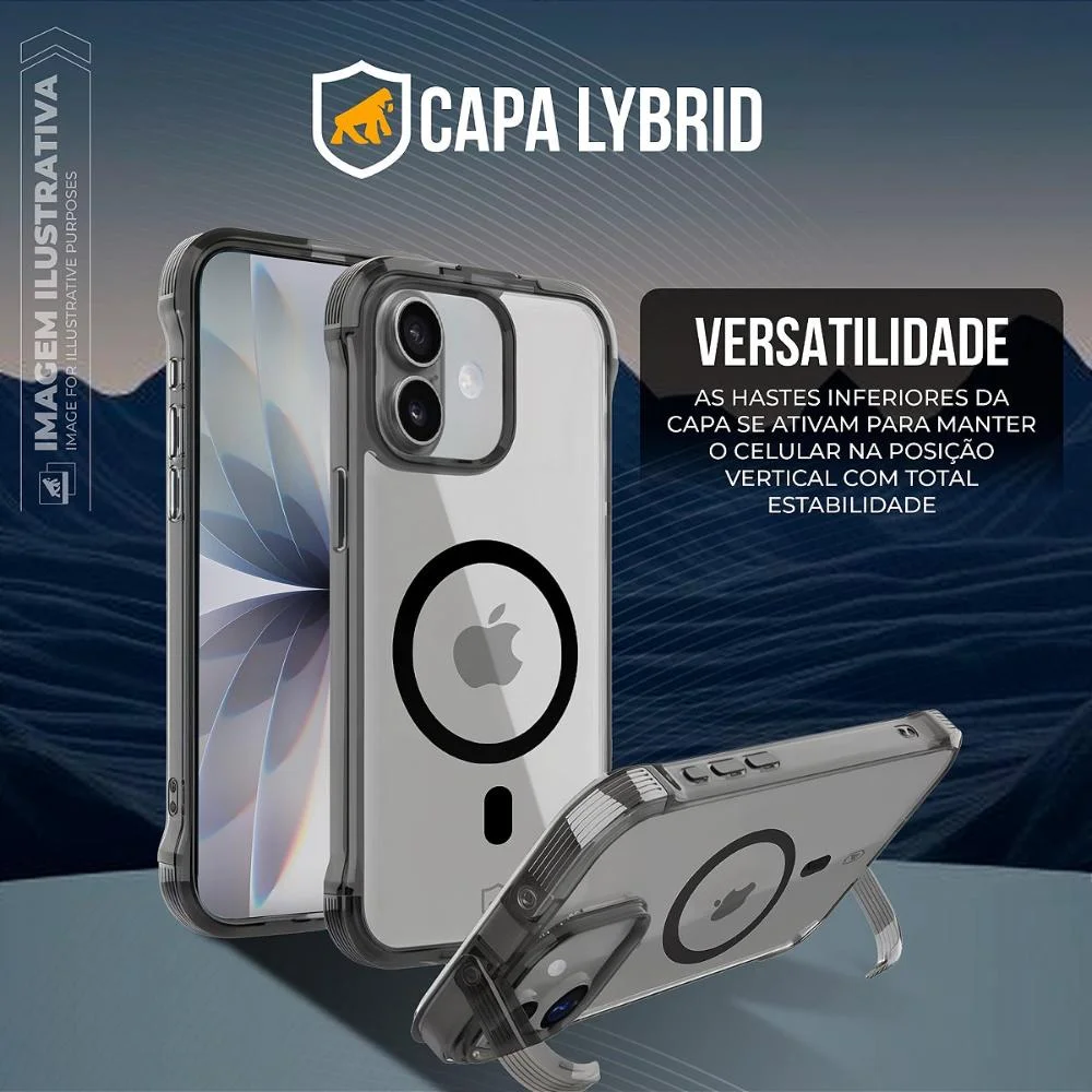 Imagem 3 de 5 do produto Capa Case Capinha Para Iphone 17 - Lybrid Magsafe - Preta - Gshield