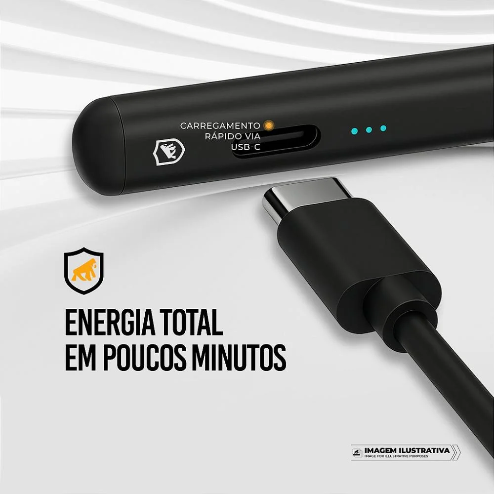 Imagem 2 de 5 do produto Caneta Touch Capacitiva Pro Com Palm Rejection E Traço Adaptável - Preta - Gshield
