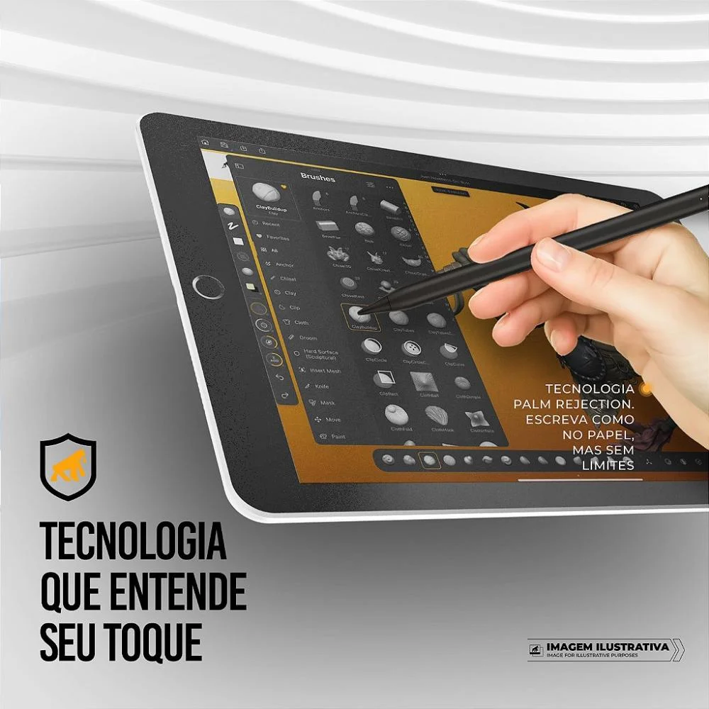 Imagem 3 de 5 do produto Caneta Touch Capacitiva Pro Com Palm Rejection E Traço Adaptável - Preta - Gshield
