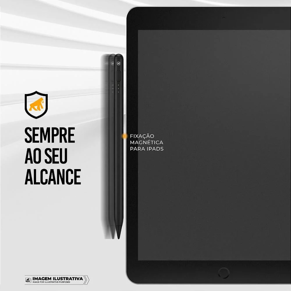 Imagem 5 de 5 do produto Caneta Touch Capacitiva Pro Com Palm Rejection E Traço Adaptável - Preta - Gshield