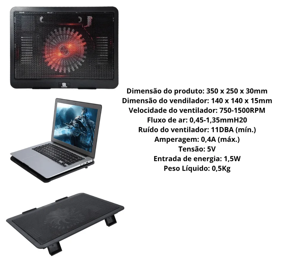 Imagem 4 de 5 do produto Suporte Para Notebook Com Refrigeração - 01 Fan - A11022
