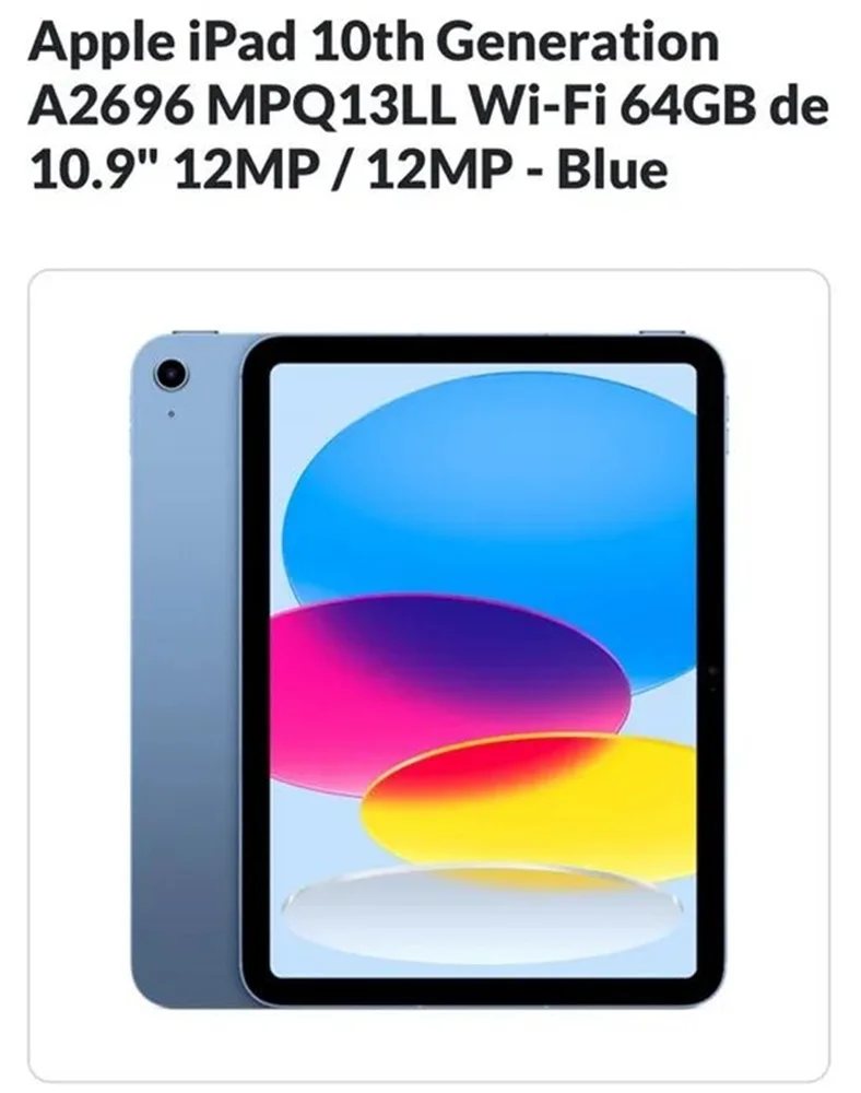 iPad本体 ipad16 iPad 11 Apple A16 128GB Tela 10.86