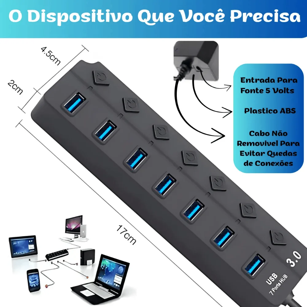 Imagem 2 de 4 do produto Hub Usb 3.0 7 Portas