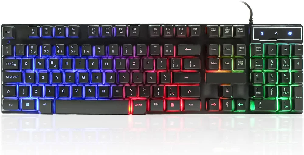 Imagem 2 de 3 do produto Teclado Gamer Semi Mecânico Multimídia LED RGB Qwerty Antighosting