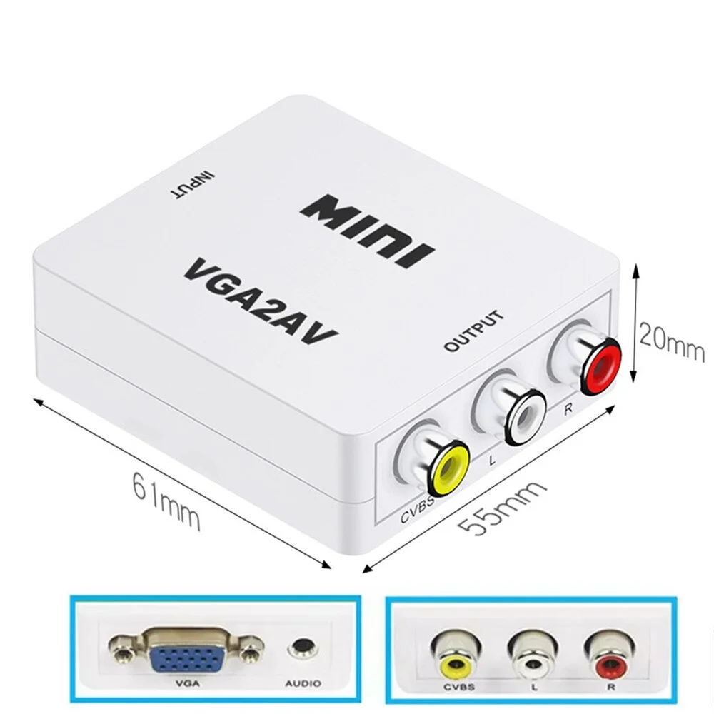 Imagem 3 de 5 do produto Mini Conversor Adaptador Vga Para Áudio E Vídeo Av Rca Ativo