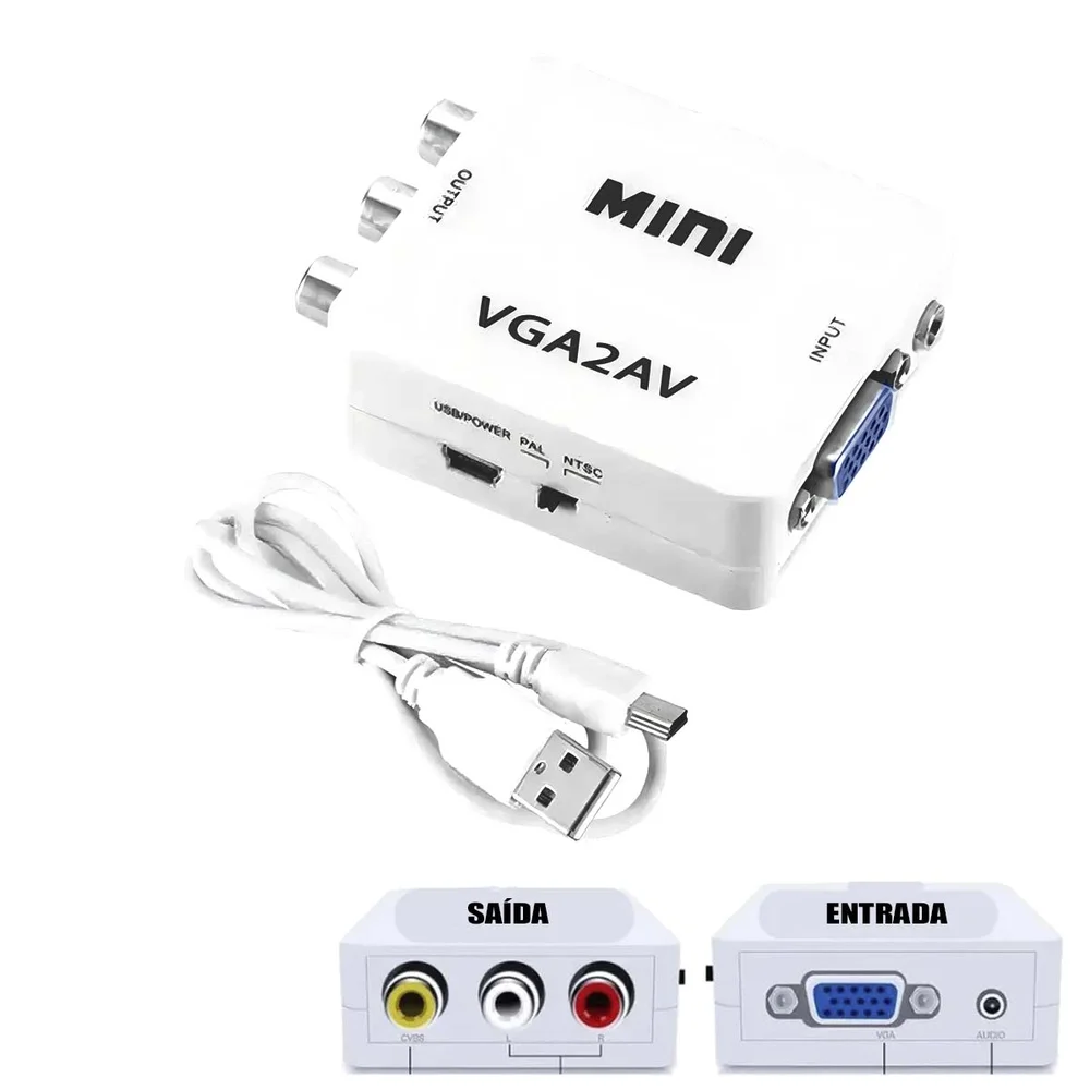 Imagem 5 de 5 do produto Mini Conversor Adaptador Vga Para Áudio E Vídeo Av Rca Ativo