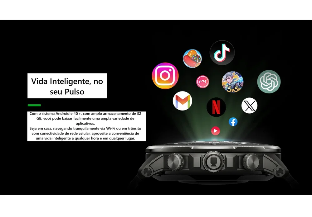Imagem 3 de 5 do produto Smartwatch Black Shark Watch X Pro Com 4g E 32gb Esim, Wi-fi, Preto + Pulseira Bs-w2409 (anatel)