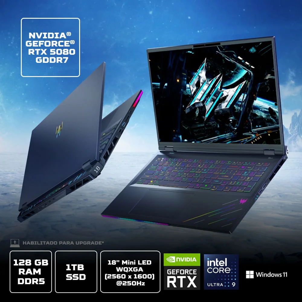 Notebook Predator Helios 18 Ai Ph18-73-94bb Intel® Core™ Ultra 9 275hx 64Gb Ram 1 Tb SSD  RTX 5080 W11 250 Hz 18” - view 7