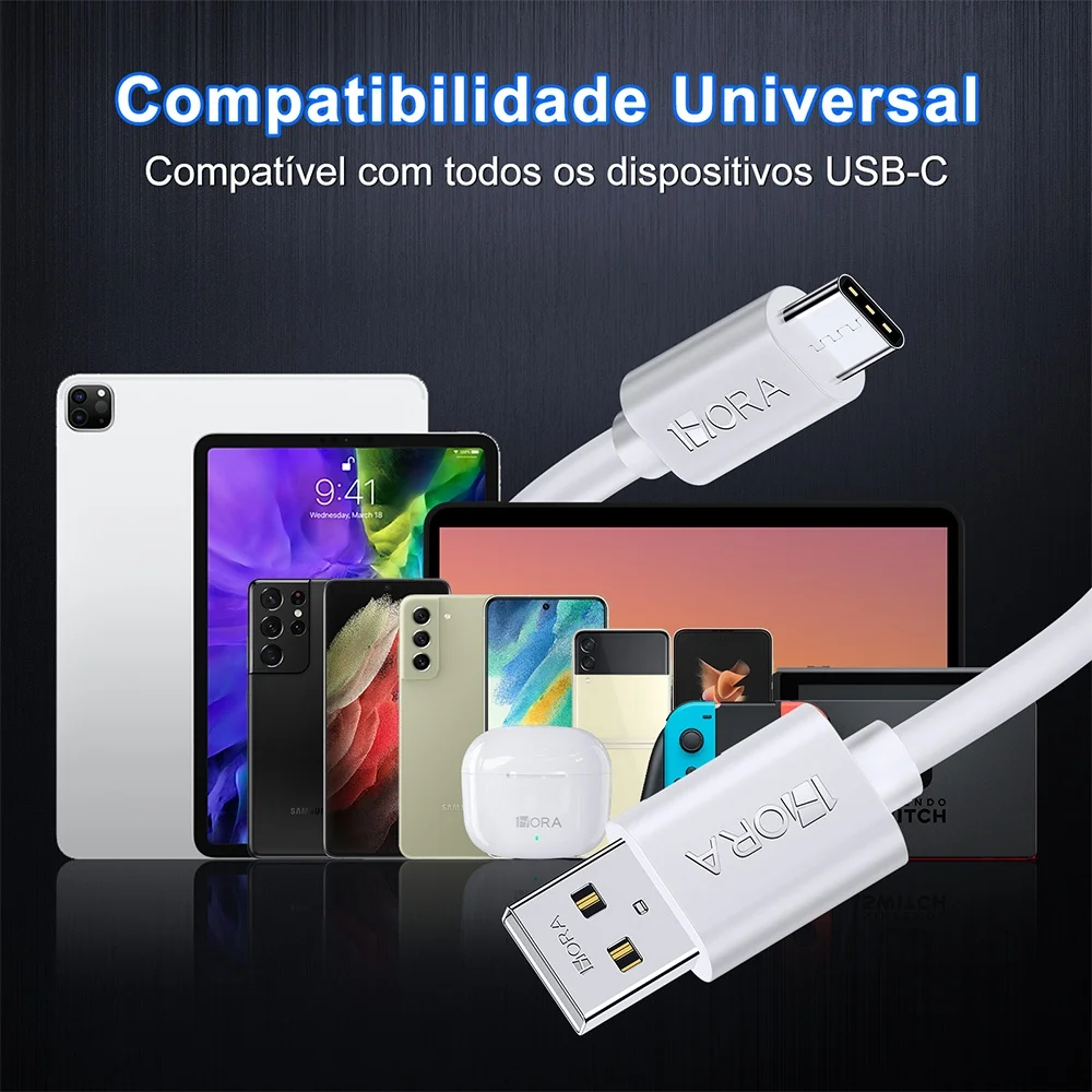 Imagem 4 de 5 do produto Cabo Usb C P/usb A 1hora 2.1a Macho/macho 1metro Branco