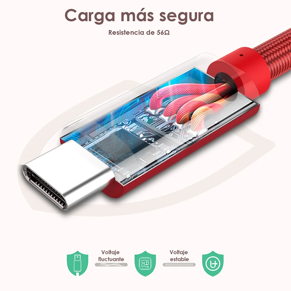 Imagem 3 de 5 do produto Cabo Usb C Para Usb A 1hora Máx. 2.4a Macho 1m Vermelho