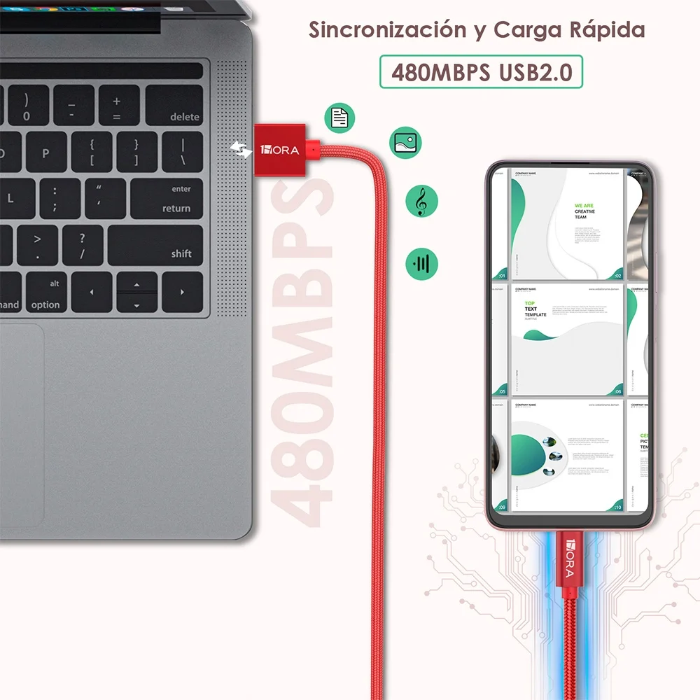 Imagem 5 de 5 do produto Cabo Usb C Para Usb A 1hora Máx. 2.4a Macho 1m Vermelho