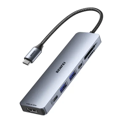 Benfei Hub Usb C 7 Em 1 HDMI 4k60hz Pd100w Usb 3.0 Sd/ft