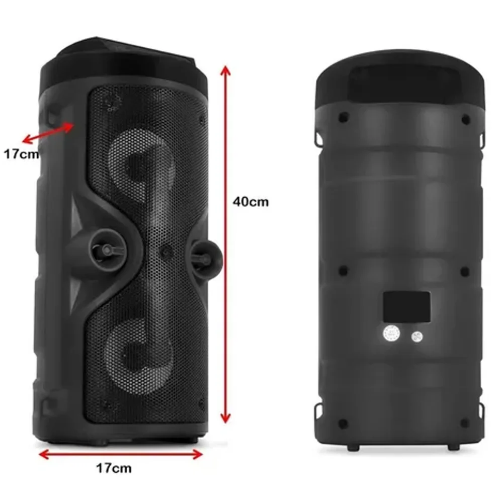 Imagem 2 de 3 do produto Caixa Som Karaoke Com 1 Microfone, Karaoke Profissional Com Controle Remoto, Luzes LED, Suporte Para Cartão Tf/usb/aux, Fm, Rec, Tws Para Festas