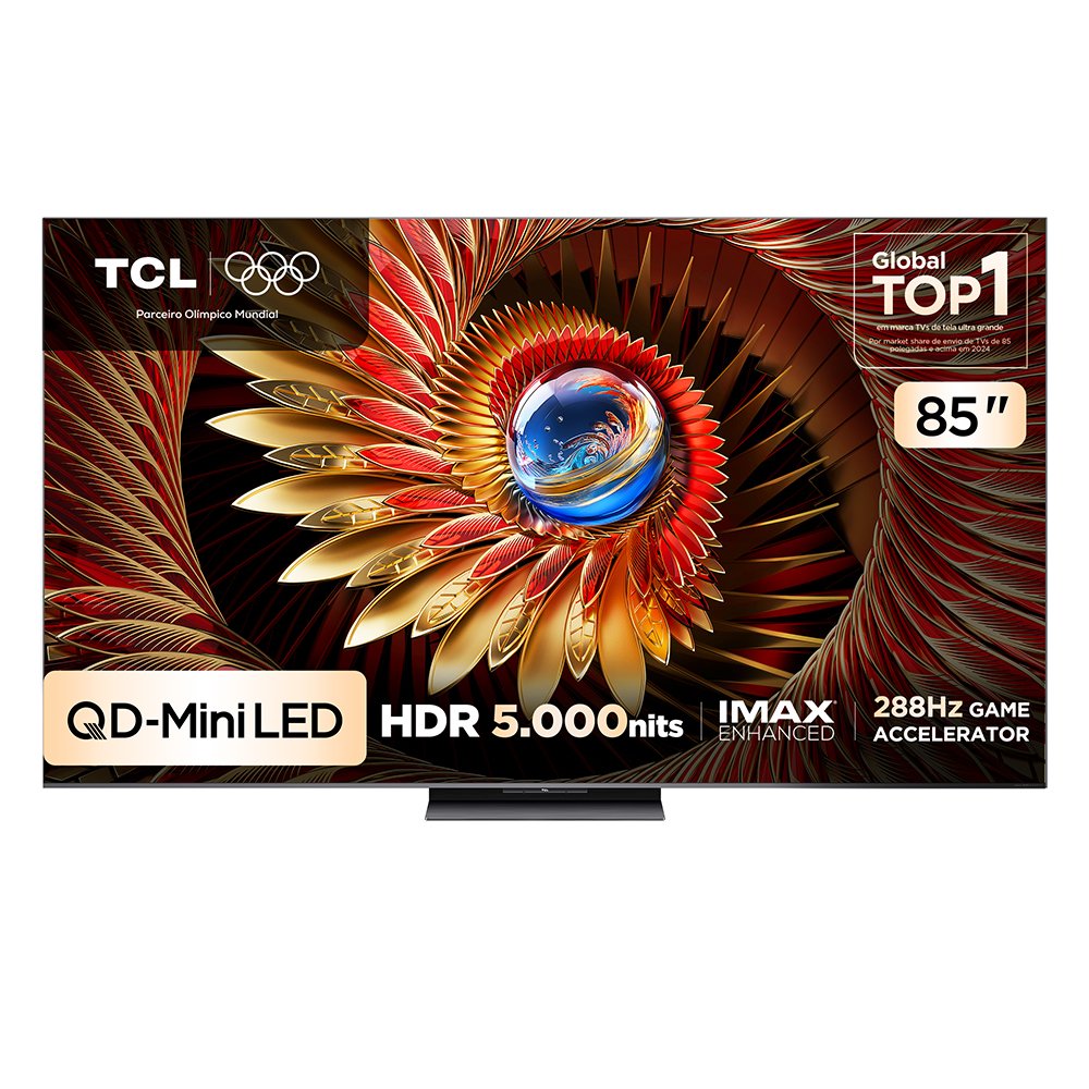 Smart TV TCL 85 Polegadas QLED Mini LED 4K C8K WiFi Bluetooth Google TV 288Hz VRR HDR10+ 85C8K