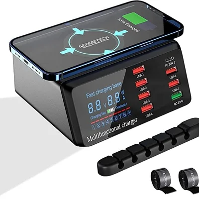 Estação Carregamento Usb 8 Portas Carregador 100w Rápido