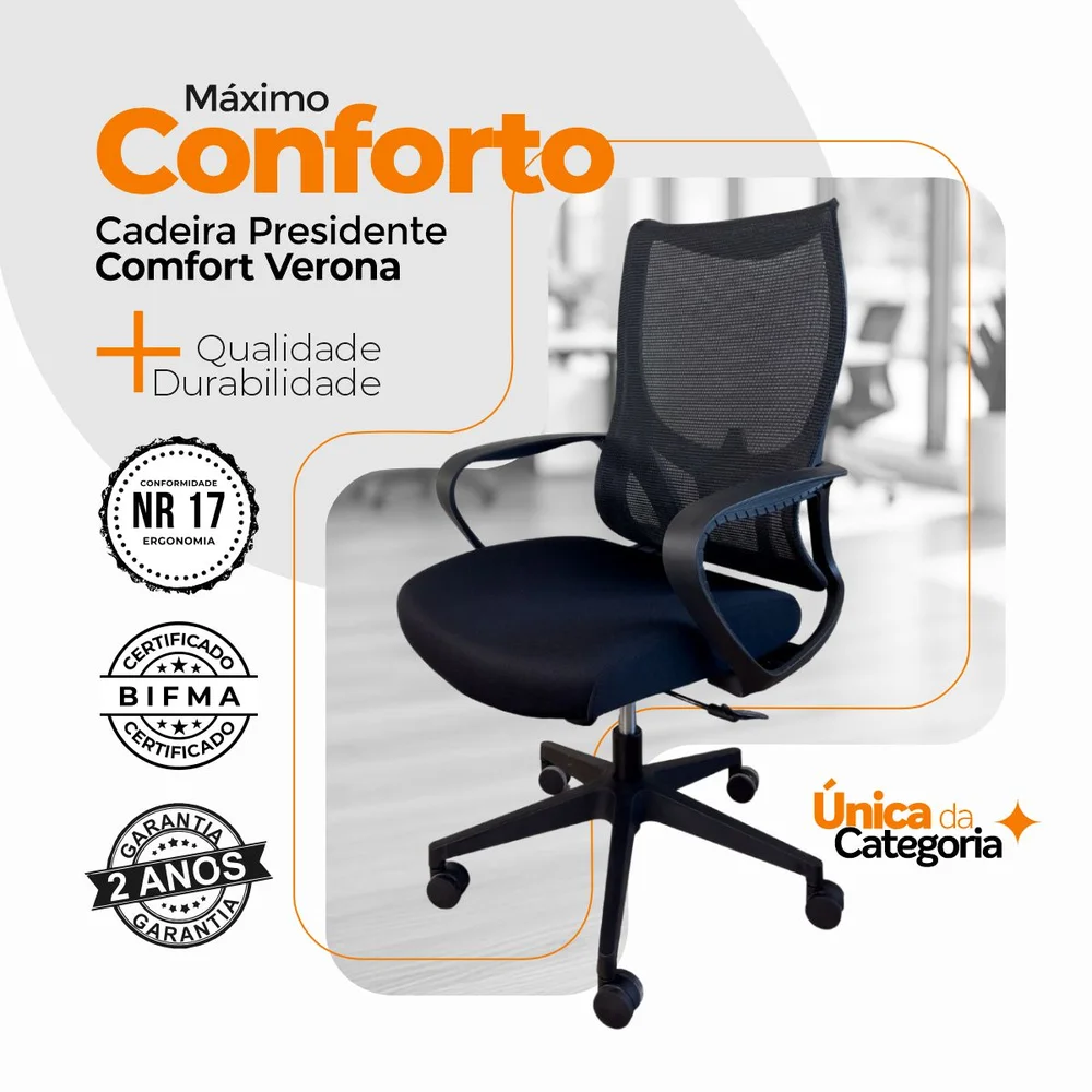 Imagem 4 de 5 do produto Cadeira De Escritório Presidente Oficial Verona - 5 - Verona Sem Apoio