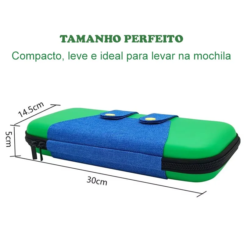 Imagem 3 de 5 do produto Case Nintendo Switch 2 Luigi Verde Estojo Bolsa Ns2