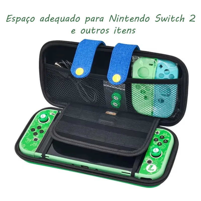 Imagem 4 de 5 do produto Case Nintendo Switch 2 Luigi Verde Estojo Bolsa Ns2
