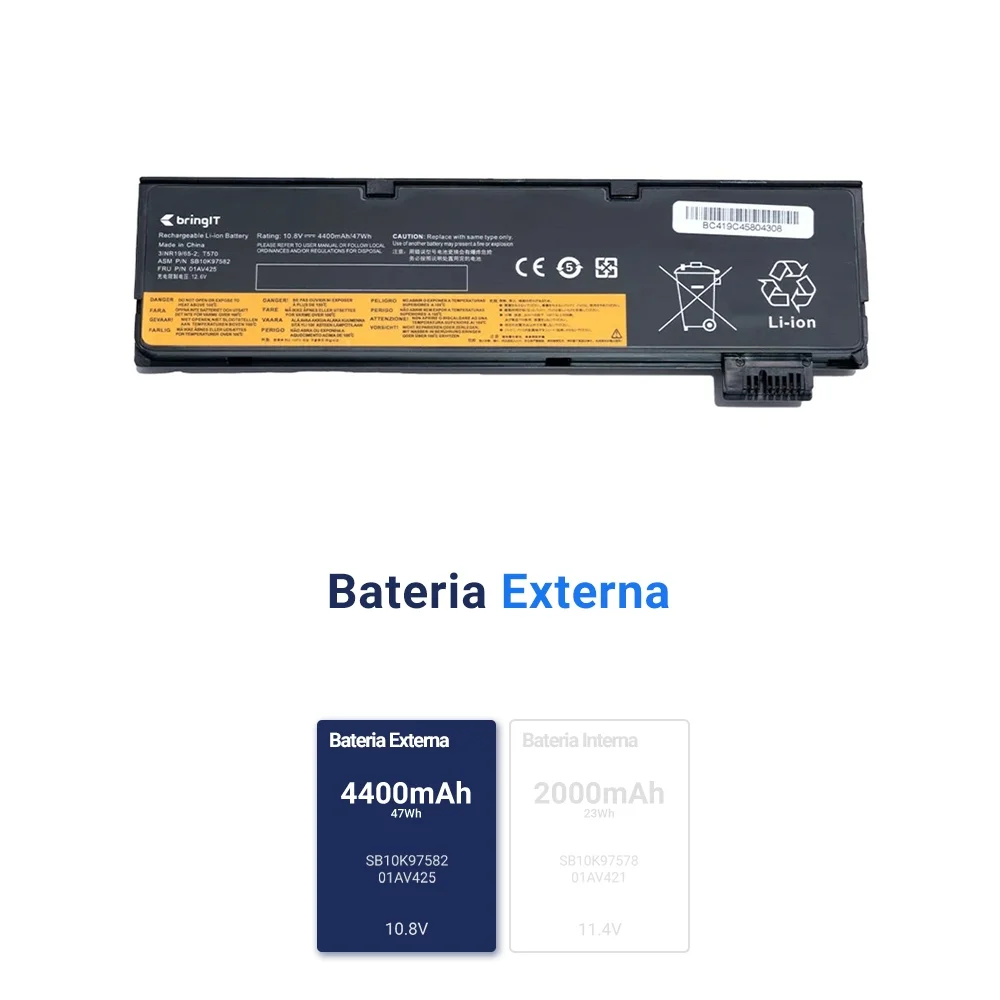 Bateria Para Notebook Lenovo T480-20l5004wmb 11.1 V Externa