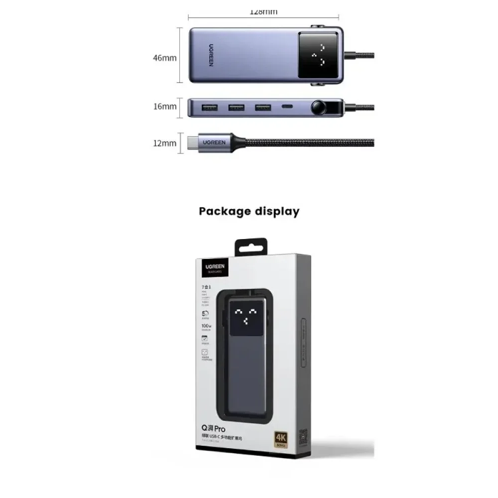 Imagem 2 de 5 do produto Hub Usb-c Ugreen Qpai Pro 7 Em 1 4k A 60 Hz Com Porta HDMI Pd100w
