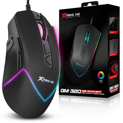 Mouse Gamer Xtrike-me Gm-320 Preto Usb 12800dpi LED RGB